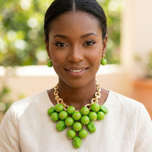 Load image into Gallery viewer, Chunky Green Crackle Bead Chainmaille Bib Necklace

