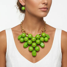 Load image into Gallery viewer, Chunky Green Crackle Bead Chainmaille Bib Necklace
