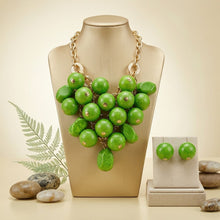 Load image into Gallery viewer, Chunky Green Crackle Bead Chainmaille Bib Necklace
