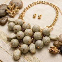 Load image into Gallery viewer, Chunky Ivory Crackle Bead Chainmaille Bib Necklace
