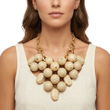 Load image into Gallery viewer, Chunky Ivory Crackle Bead Chainmaille Bib Necklace

