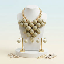 Load image into Gallery viewer, Chunky Ivory Crackle Bead Chainmaille Bib Necklace
