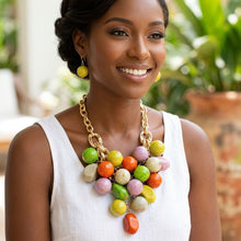 Load image into Gallery viewer, Chunky Color Crackle Bead Chainmaille Bib Necklace
