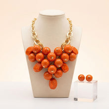 Load image into Gallery viewer, Chunky Orange Crackle Bead Chainmaille Bib Necklace
