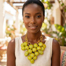 Load image into Gallery viewer, Chunky Yellow Crackle Bead Chainmaille Bib Necklace
