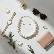 Load image into Gallery viewer, High Gloss Pearlescent Cream 24mm Bead Necklace
