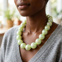 Load image into Gallery viewer, High Gloss Pearlescent Green 24mm Bead Necklace
