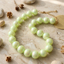 Load image into Gallery viewer, High Gloss Pearlescent Green 24mm Bead Necklace
