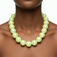 Load image into Gallery viewer, High Gloss Pearlescent Green 24mm Bead Necklace
