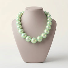 Load image into Gallery viewer, High Gloss Pearlescent Green 24mm Bead Necklace
