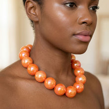 Load image into Gallery viewer, High Gloss Pearlescent Orange 24mm Bead Necklace
