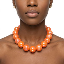 Load image into Gallery viewer, High Gloss Pearlescent Orange 24mm Bead Necklace
