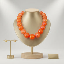 Load image into Gallery viewer, High Gloss Pearlescent Orange 24mm Bead Necklace
