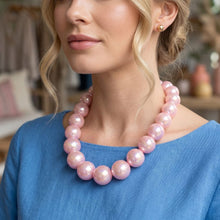 Load image into Gallery viewer, High Gloss Pearlescent Pink 24mm Bead Necklace
