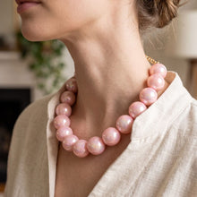 Load image into Gallery viewer, High Gloss Pearlescent Pink 24mm Bead Necklace
