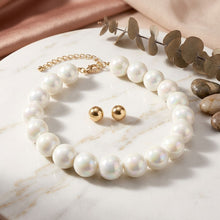 Load image into Gallery viewer, High Gloss Pearlescent White 24mm Bead Necklace
