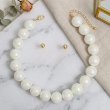 Load image into Gallery viewer, High Gloss Pearlescent White 24mm Bead Necklace
