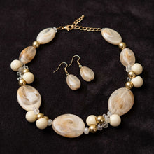 Load image into Gallery viewer, Creamy Ivory Marbled Oval Bead Collar Necklace
