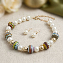 Load image into Gallery viewer, Multicolor Striped Bead Cream 20mm Pearl Necklace
