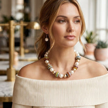 Load image into Gallery viewer, Multicolor Striped Bead Cream 20mm Pearl Necklace
