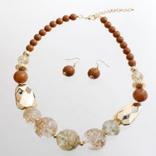 Load image into Gallery viewer, Earthy Brown Gold Flake Marble Beaded Necklace
