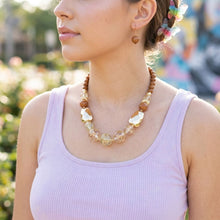 Load image into Gallery viewer, Earthy Brown Gold Flake Marble Beaded Necklace
