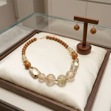 Load image into Gallery viewer, Earthy Brown Gold Flake Marble Beaded Necklace
