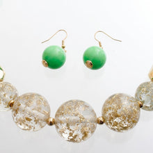 Load image into Gallery viewer, Bright Green Gold Flake Marble Beaded Necklace
