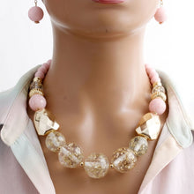 Load image into Gallery viewer, Blush Pink Gold Flake Marble Beaded Necklace
