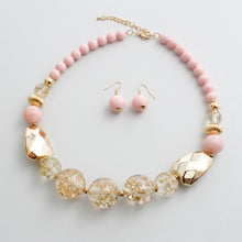 Load image into Gallery viewer, Blush Pink Gold Flake Marble Beaded Necklace
