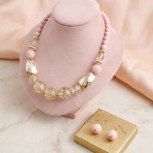 Load image into Gallery viewer, Blush Pink Gold Flake Marble Beaded Necklace
