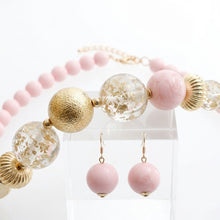 Load image into Gallery viewer, Blush Pink Gold Flake Marble Beaded Necklace
