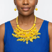 Load image into Gallery viewer, Yellow Cascading Leaves Beaded Cord Necklace
