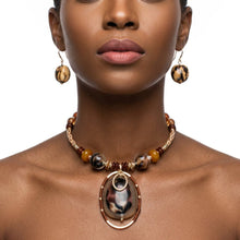 Load image into Gallery viewer, Tribal Leopard Resin Gold Wrap Choker Necklace
