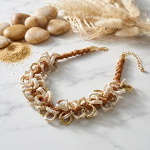 Load image into Gallery viewer, Tribal Marble Ivory Square Leather Woven Necklace
