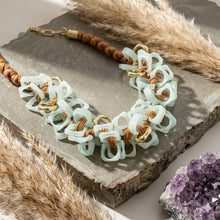 Load image into Gallery viewer, Tribal Marble Mint Square Leather Woven Necklace
