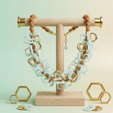 Load image into Gallery viewer, Tribal Marble Mint Square Leather Woven Necklace
