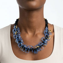 Load image into Gallery viewer, Tribal Marble Blue Square Leather Woven Necklace

