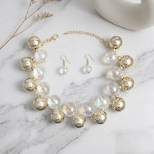 Load image into Gallery viewer, Necklace Clear Iridescent Gold Bubble Ball Bead
