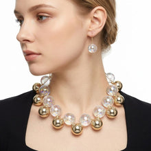 Load image into Gallery viewer, Necklace Clear Iridescent Gold Bubble Ball Bead
