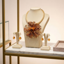 Load image into Gallery viewer, Brown Wire Beaded Sunburst XL Pendant Necklace
