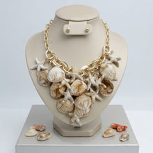 Load image into Gallery viewer, Shell and Starfish Bib Seaside Drop Gold Necklace
