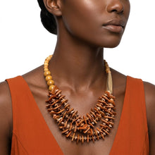 Load image into Gallery viewer, Tribal Brown Disc &amp; Wood Chunky Bib Necklace
