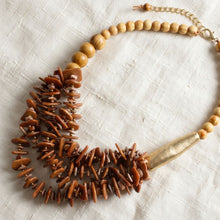 Load image into Gallery viewer, Tribal Brown Disc &amp; Wood Chunky Bib Necklace
