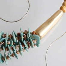 Load image into Gallery viewer, Tribal Turquoise Disc &amp; Wood Chunky Bib Necklace
