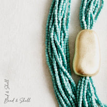 Load image into Gallery viewer, Tribal Turquoise Cube Bead 9 Strand Necklace
