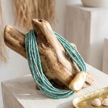 Load image into Gallery viewer, Tribal Turquoise Cube Bead 9 Strand Necklace

