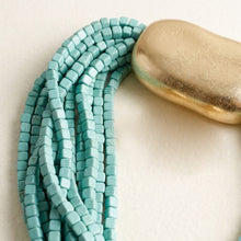 Load image into Gallery viewer, Tribal Turquoise Cube Bead 9 Strand Necklace
