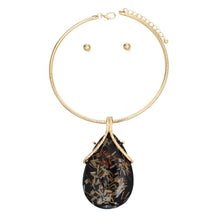 Load image into Gallery viewer, Pendant Necklace Gold Black Teardrop for Women
