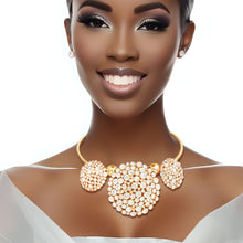 Load image into Gallery viewer, Gold Triple Rhinestone Dome Cluster Collar
